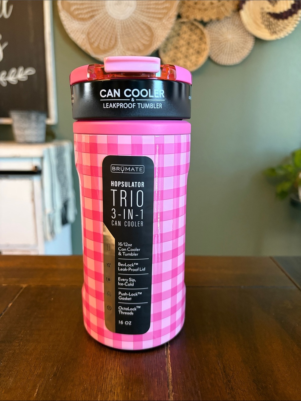BruMate Trio in Pink Gingham 12/16oz Standard Cans! New! Limited Edition!